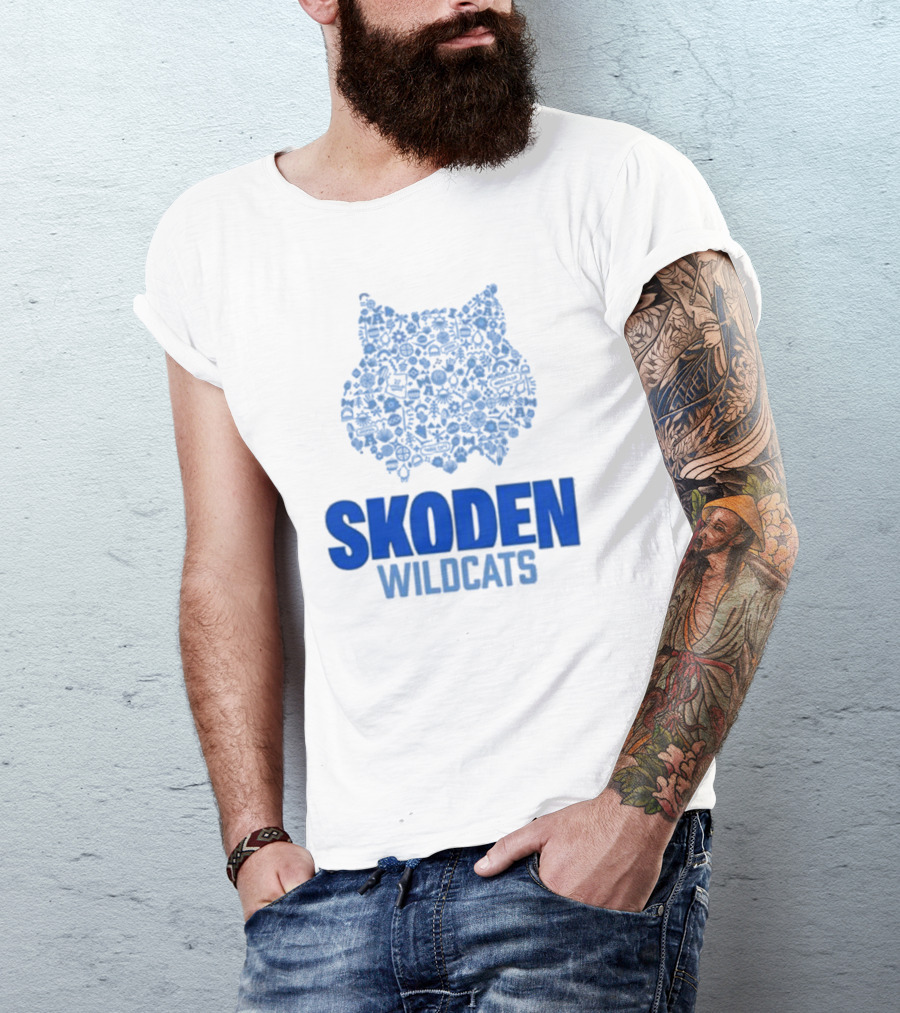 Skoden Wildcats Blue Emblem With Symbols T-Shirt