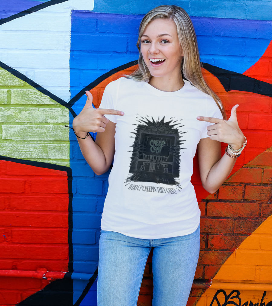 Creepcast Who Up Creepin They Cast Black Computer Monster T-Shirt