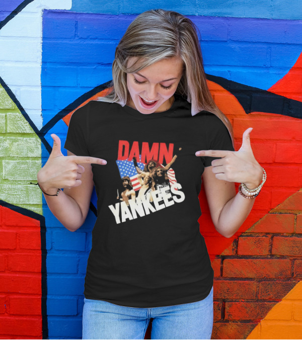 Damn Yankees Band With American Flag Background T-Shirt