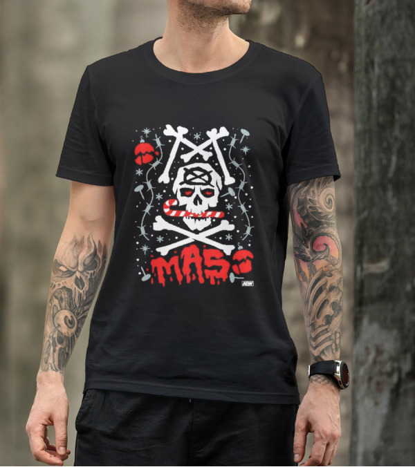 AEW Jon Moxley Xmas Skull Candy Cane Holiday T-Shirt