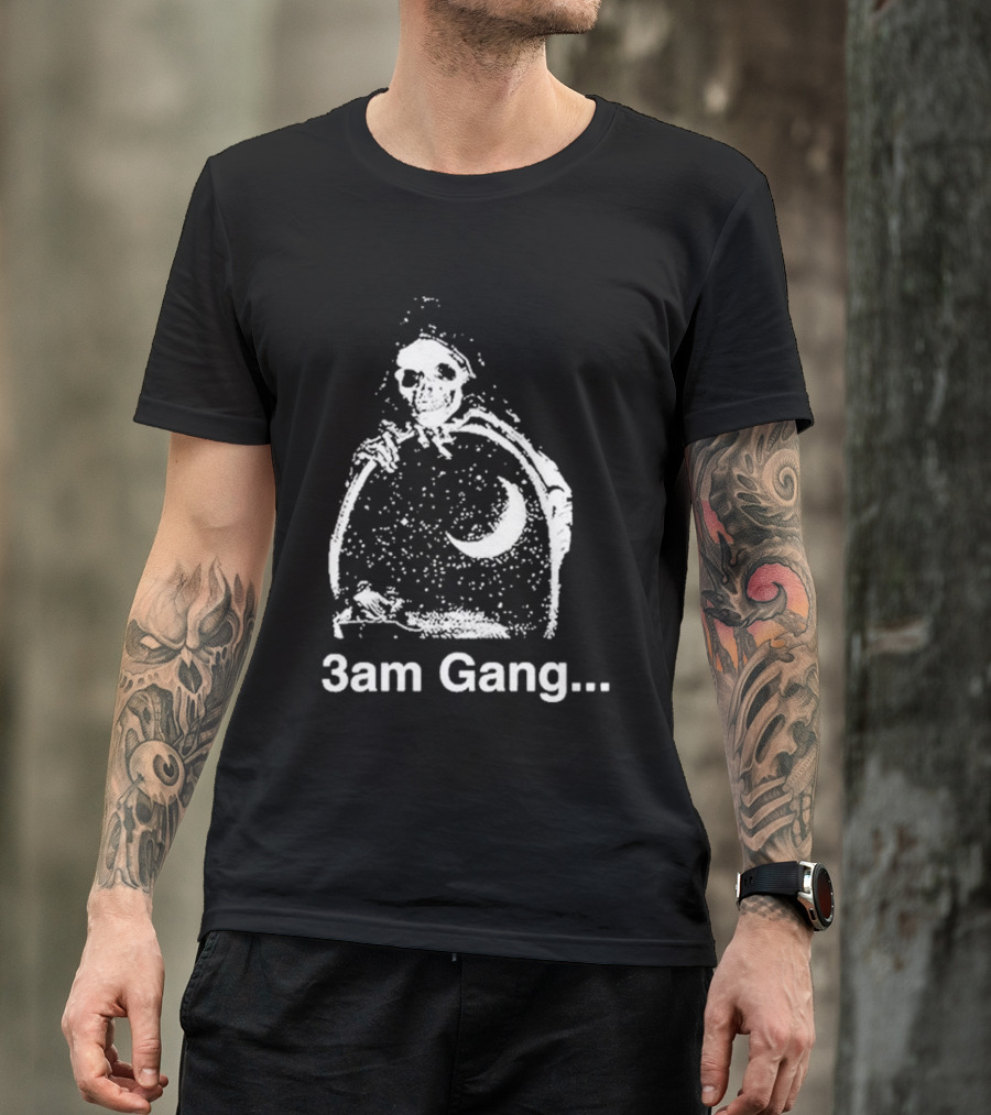 Sematary Grave Man 3 Am Gang Skeleton Moon Motif T-Shirt