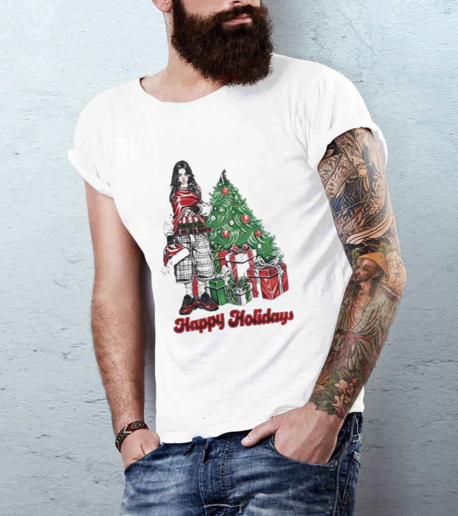 Happy Holidays From Billie Eilish Christmas Tree And Gifts T-Shirt
