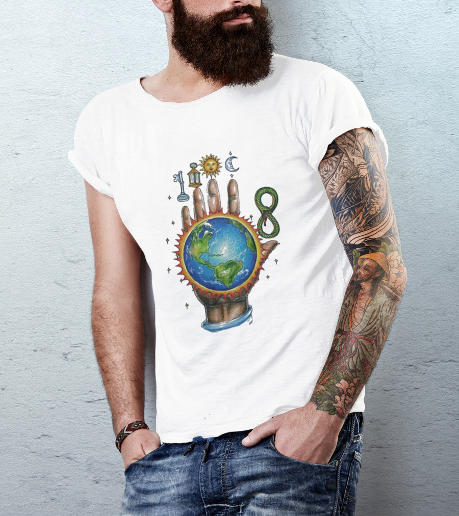John Summit World Sun Moon Palm Symbol 8 Snake T-Shirt