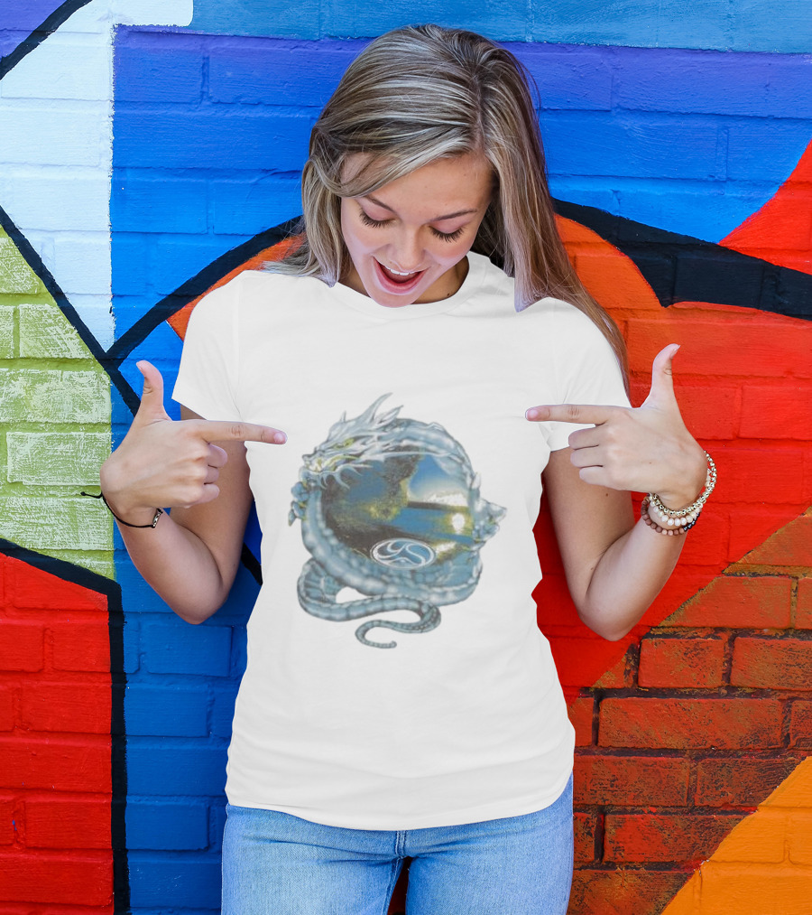 Yardsale Wave Serpent Dragon Landscape Sphere T-Shirt