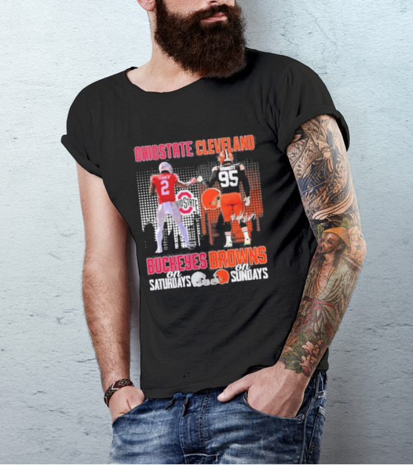 Ohio State Cleveland Buckeyes Browns On Saturdays On Sundays T-Shirt