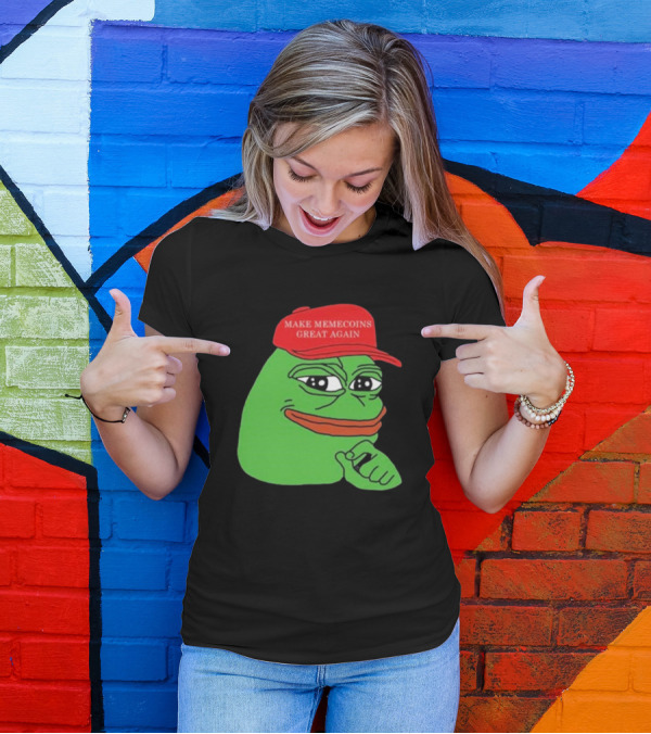 Pepe Make Memecoins Great Again Red Hat Meme Character T-Shirt