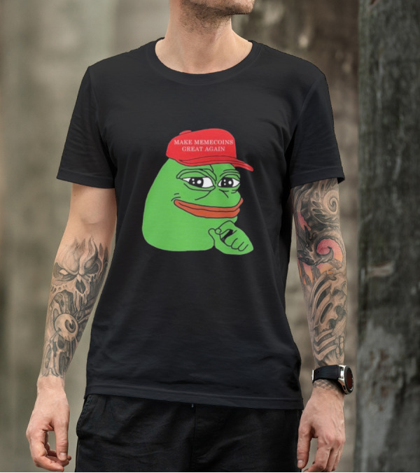 Pepe Make Memecoins Great Again Red Hat Meme Character T-Shirt