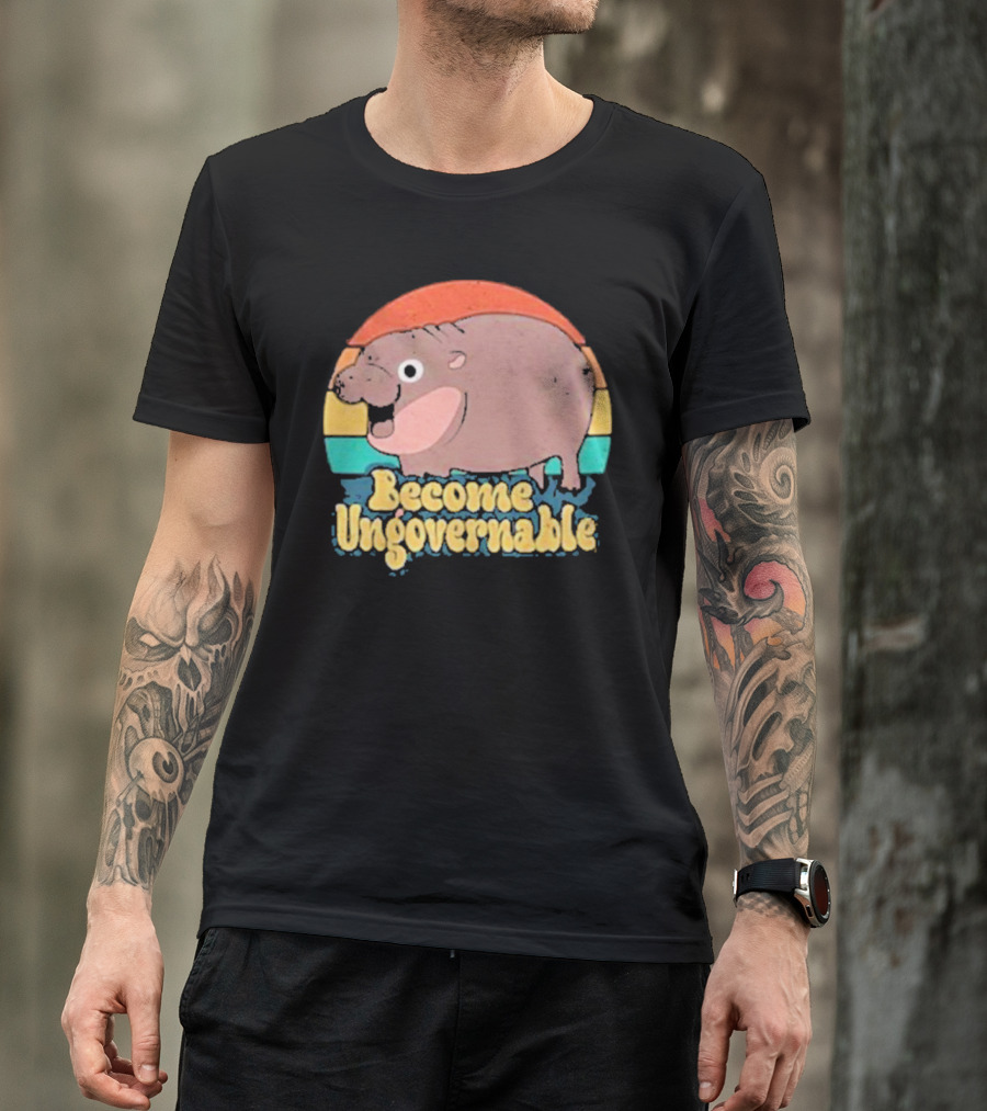 Become Ungovernable Baby Hippo Retro Circles T-Shirt