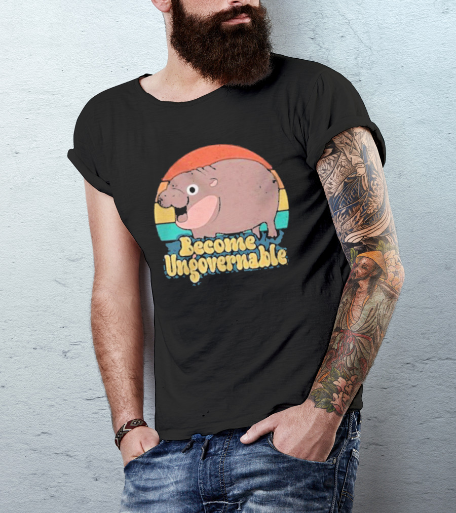 Become Ungovernable Baby Hippo Retro Circles T-Shirt