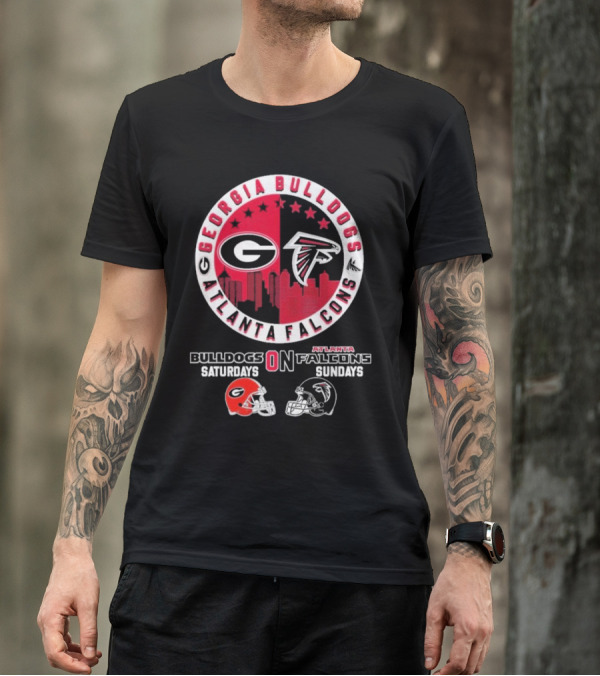 Georgia Bulldogs Saturdays Atlanta Falcons Sundays Football Fans T-Shirt