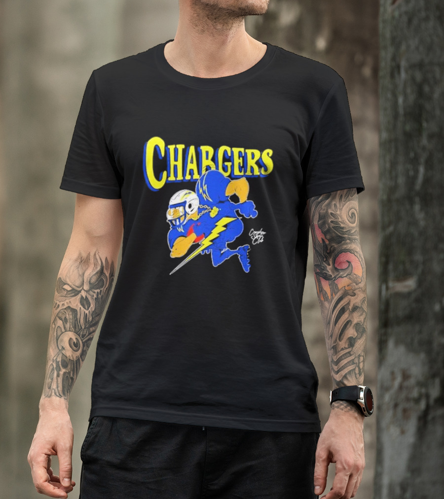 Chargers Crenshaw Skate Club Football Player Lightning T-Shirt