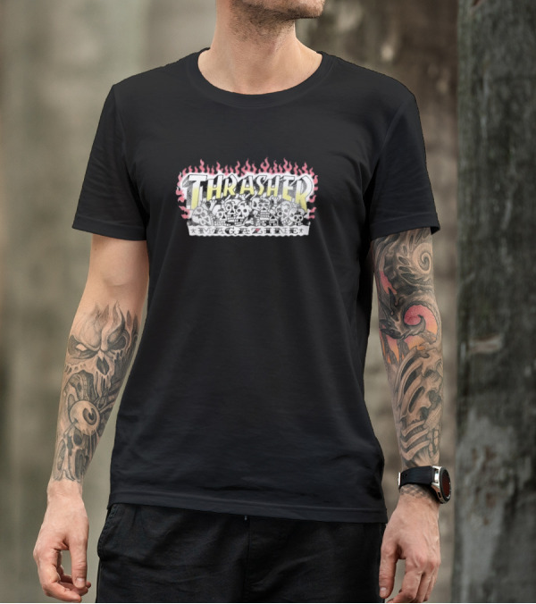 Thrasher Magazine Flaming Skull Graphics T-Shirt