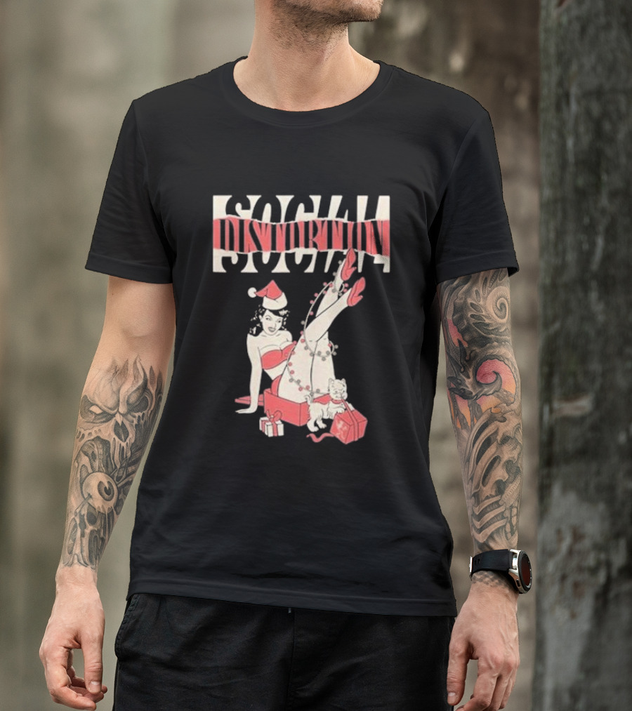 Social Distortion Holiday Pinup Torn Logo Santa Hat Retro Gifts T-Shirt
