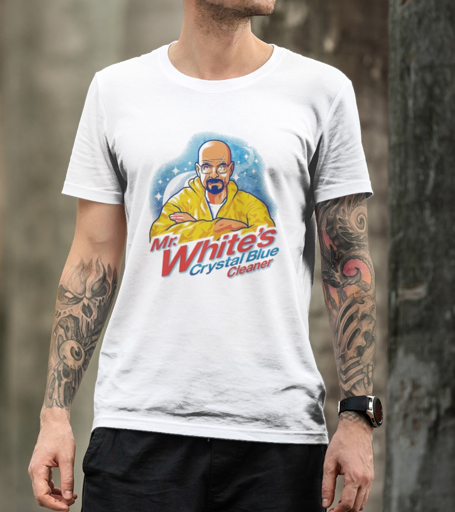 Mr. White's Crystal Blue Cleaner Breaking Bad Iconic Yellow Jacket Character T-Shirt