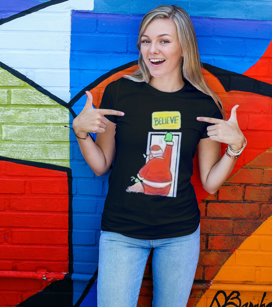 Santa Ted Lasso Believe Christmas Holiday Image T-Shirt