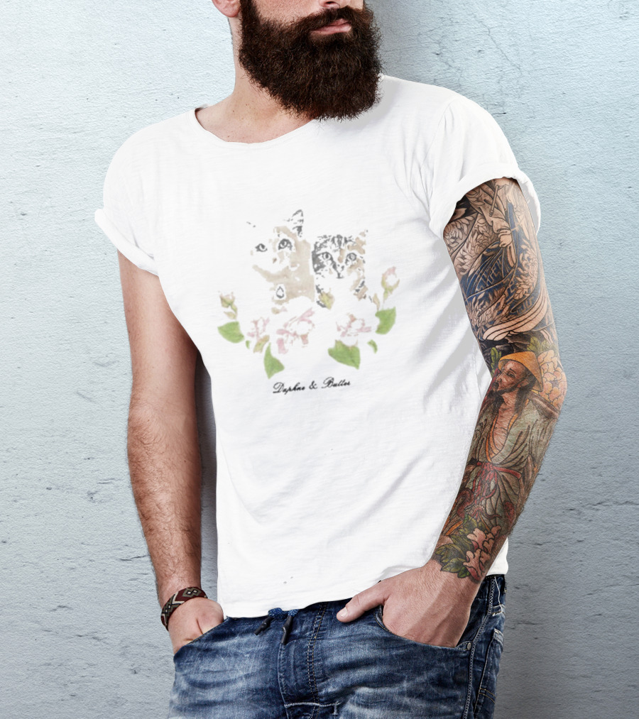Daphne And Butter Kitty Surrounded By Delicate Flowers T-Shirt