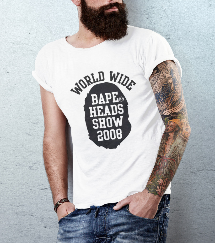 World Wide Bape Heads Show 2008 Black Ape Head T-Shirt