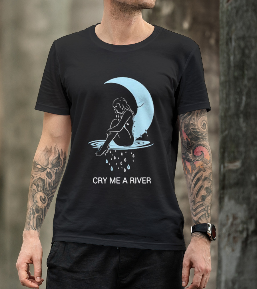 Sean Robinson Cry Me A River Sitting Figure Moon And Water Droplets T-Shirt