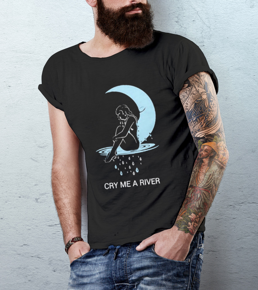 Sean Robinson Cry Me A River Sitting Figure Moon And Water Droplets T-Shirt