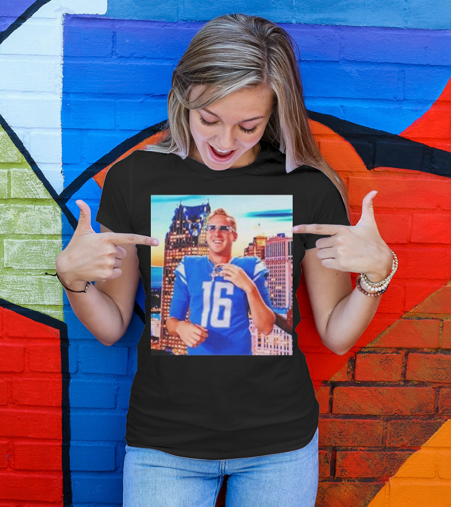 Iced Out Jared Goff Detroit Skyline Football Fashion T-Shirt
