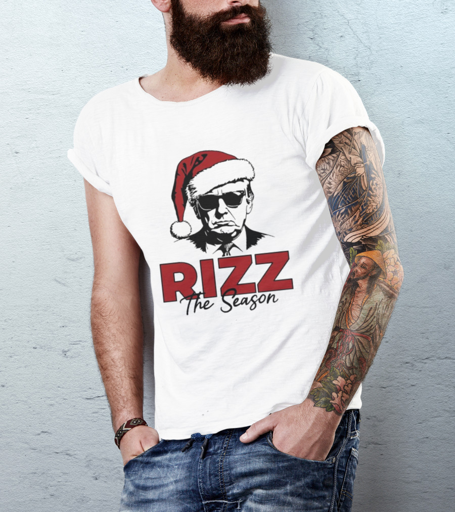 Rizz The Season Santa Hat Sunglasses Christmas T-Shirt