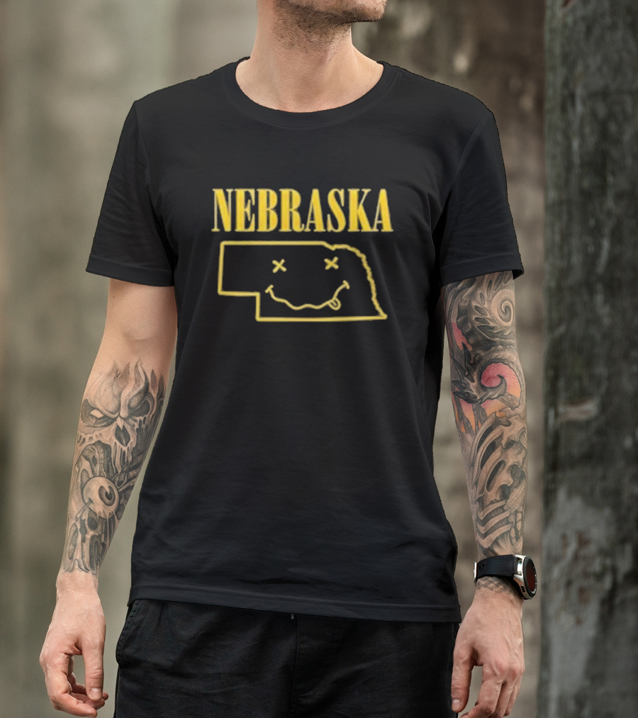 Nebraska Map With Smiley Face Iconic T-Shirt