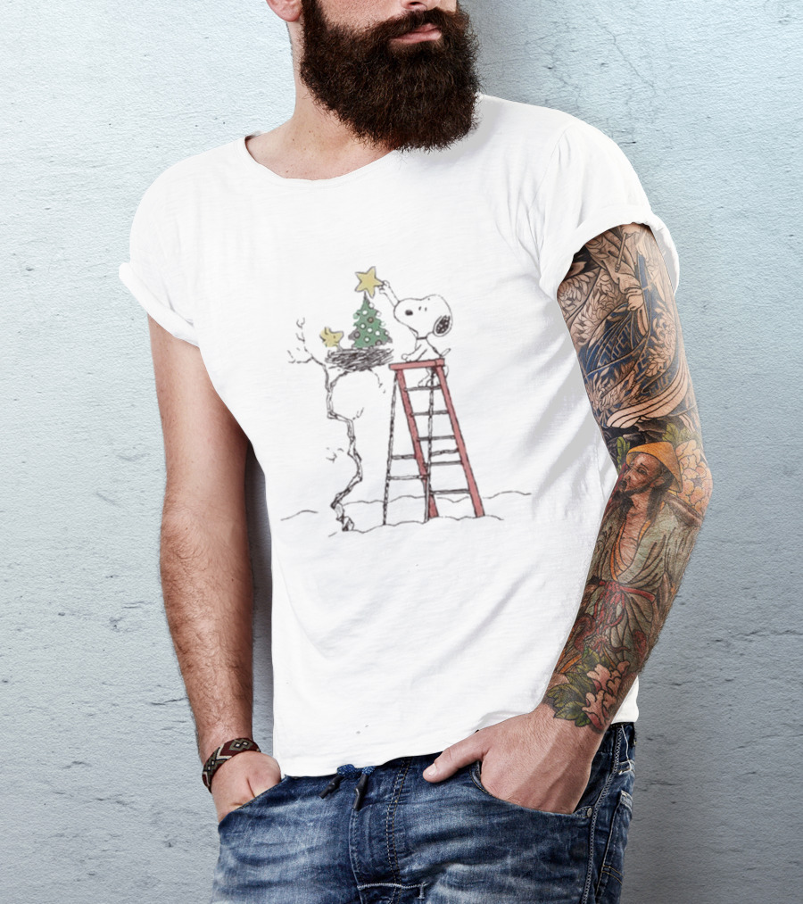 Snoopy Christmas Tree Topper Peanuts Holiday Scene T-Shirt