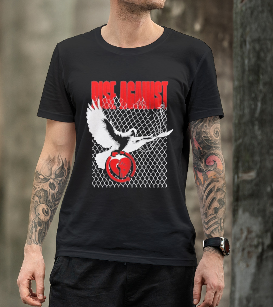 Rise Against Caged Dove Heart Symbol T-Shirt