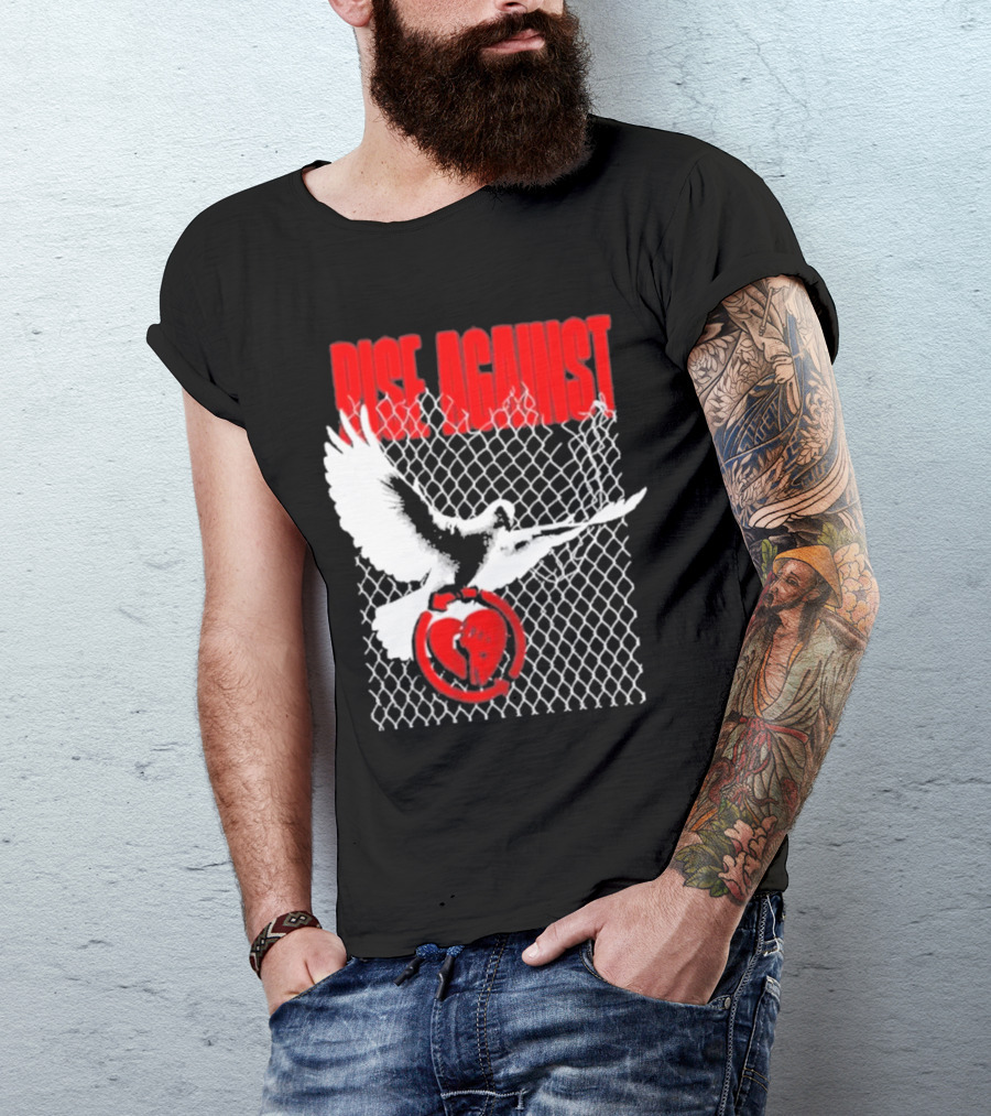 Rise Against Caged Dove Heart Symbol T-Shirt