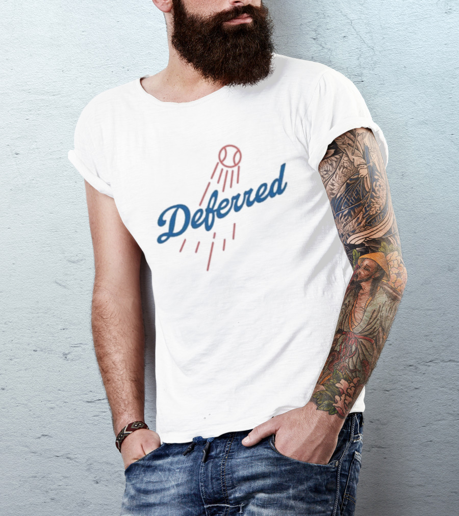 Dodgers Deferred Baseball Script With Baseball T-Shirt