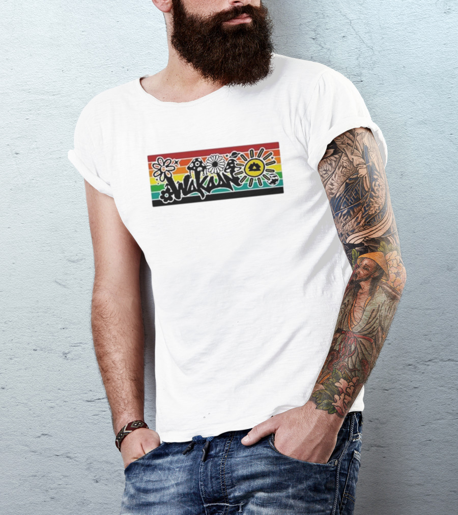 Wakaan Psychedelic Flower And Mushroom Rasta Sun T-Shirt