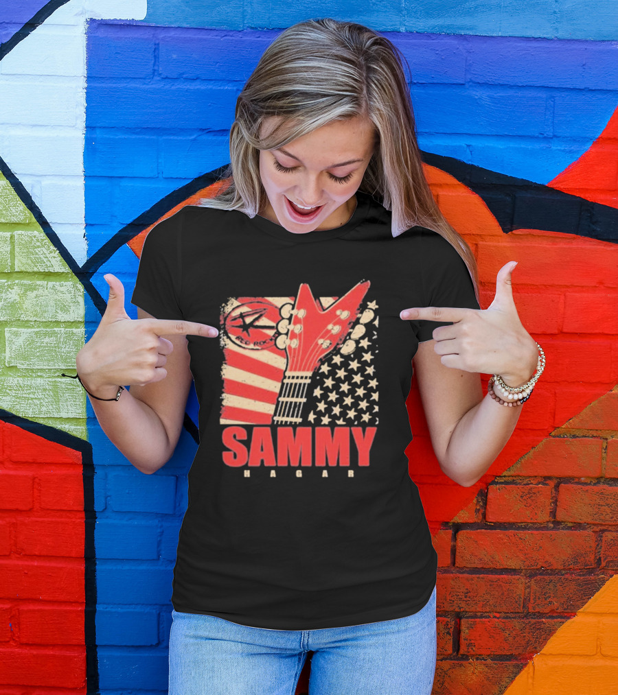 Sammy Hagar Red Rocker American Flag Guitar T-Shirt