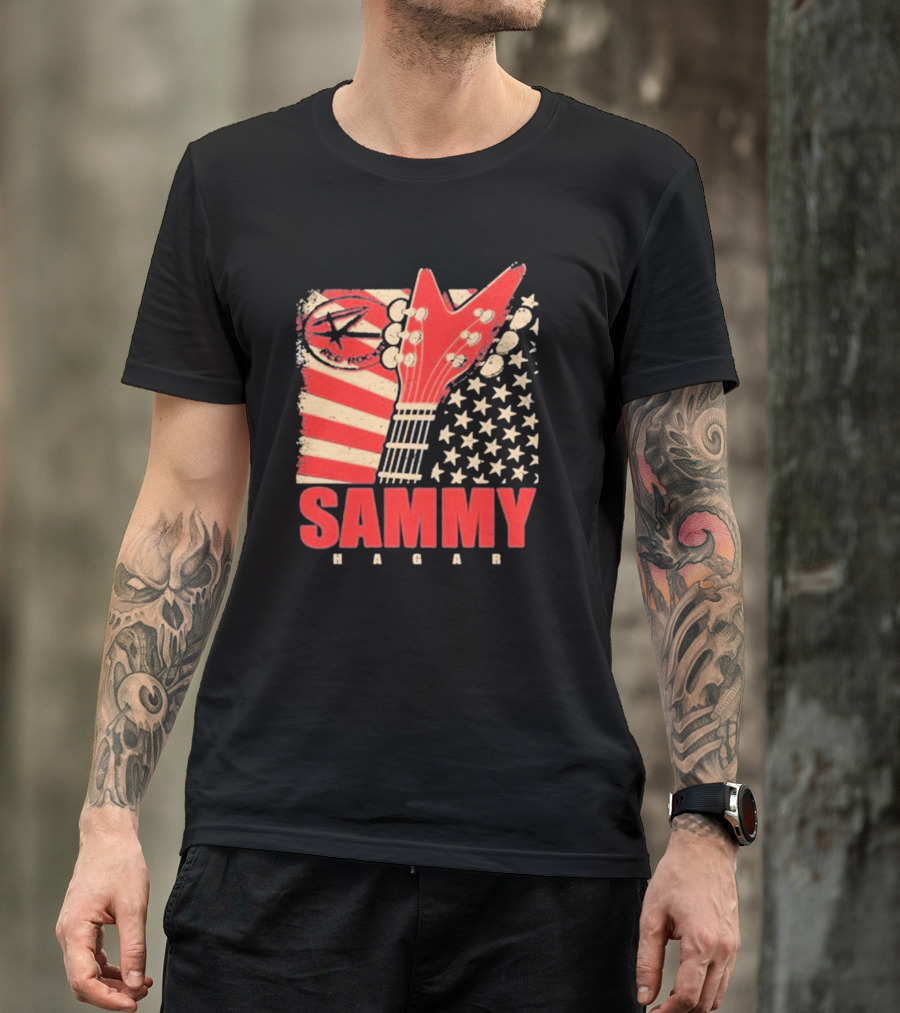 Sammy Hagar Red Rocker American Flag Guitar T-Shirt
