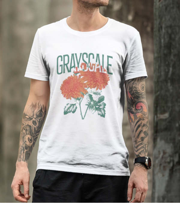 Grayscale Vintage Flower Logo T-Shirt