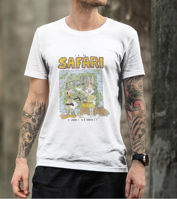 Safari Adventure With Iconic Cartoon Characters Map Exploration T-Shirt