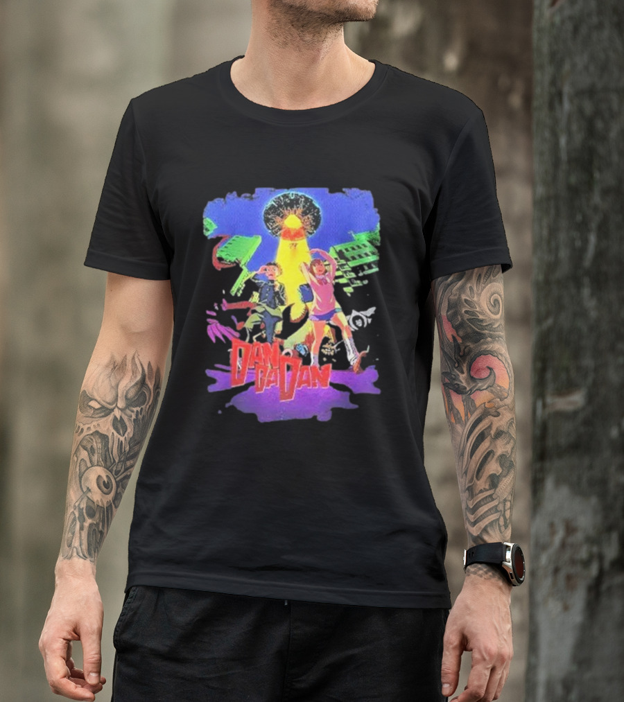 Dan Da Dan Manga Anime UFO Adventure Neon Colors T-Shirt