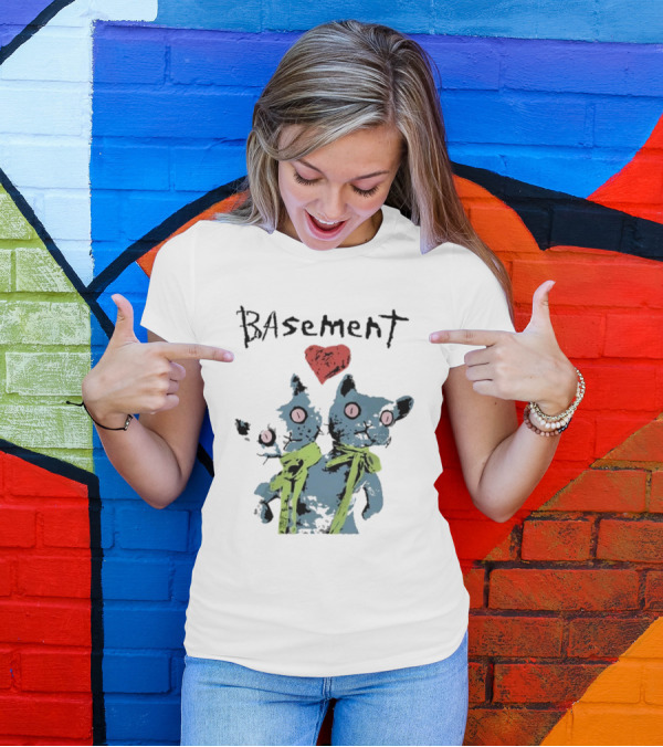 Basement Siamese Cats With Heart T-Shirt