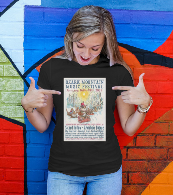 Ozark Mountain Music Festival January 16-19 2025 Eureka Springs AR Featuring Sicard Hollow And Armchair Boogie T-Shirt