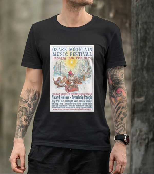 Ozark Mountain Music Festival January 16-19 2025 Eureka Springs AR Featuring Sicard Hollow And Armchair Boogie T-Shirt