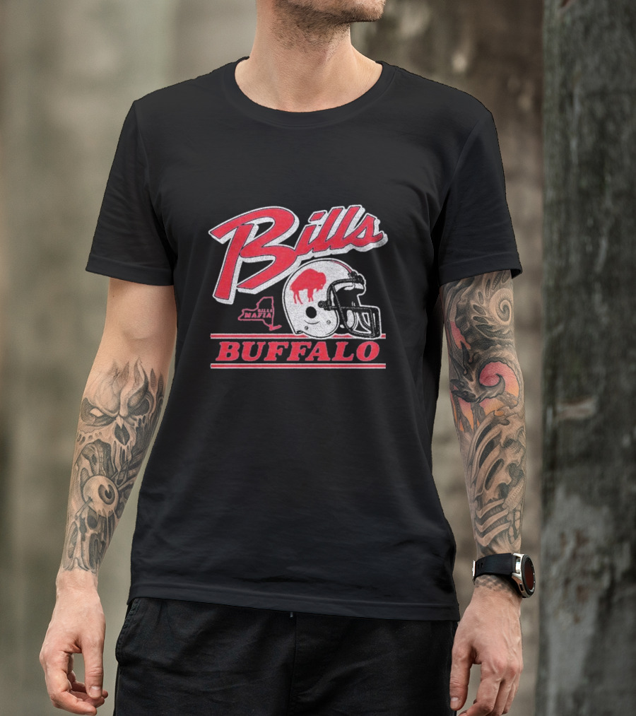 Bills Mafia Buffalo Football Helmet Red And White T-Shirt