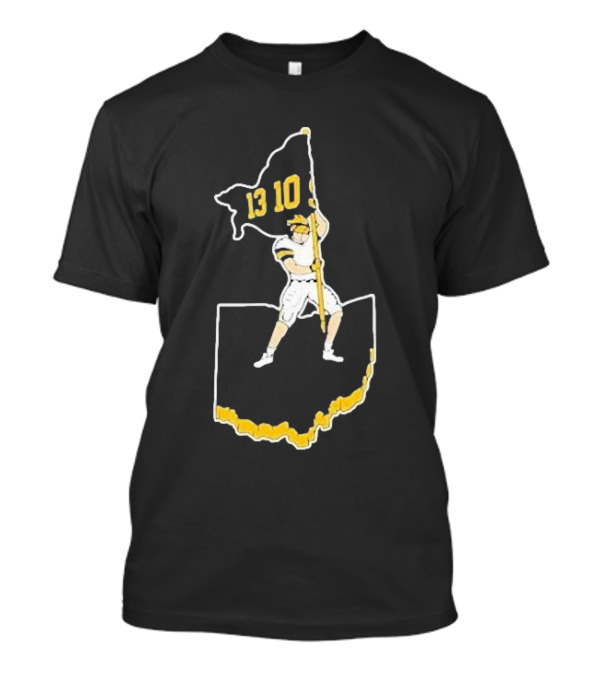 Michigan Wolverines 13-10 Flag Plant Victory T-Shirt
