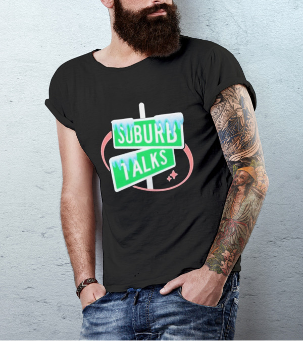 Suburb Talks Snowy Street Signs Christmas T-Shirt