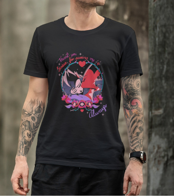 Thank You Scolas For Saving My Life Always Heart And Roses Motif T-Shirt