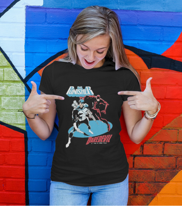 The Punisher Versus Daredevil The Man Without Fear Showdown Iconic Comic Heroes T-Shirt