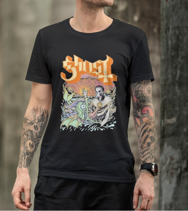 Ghost Papa Emeritus And The Whale With Oceanic Scene T-Shirt