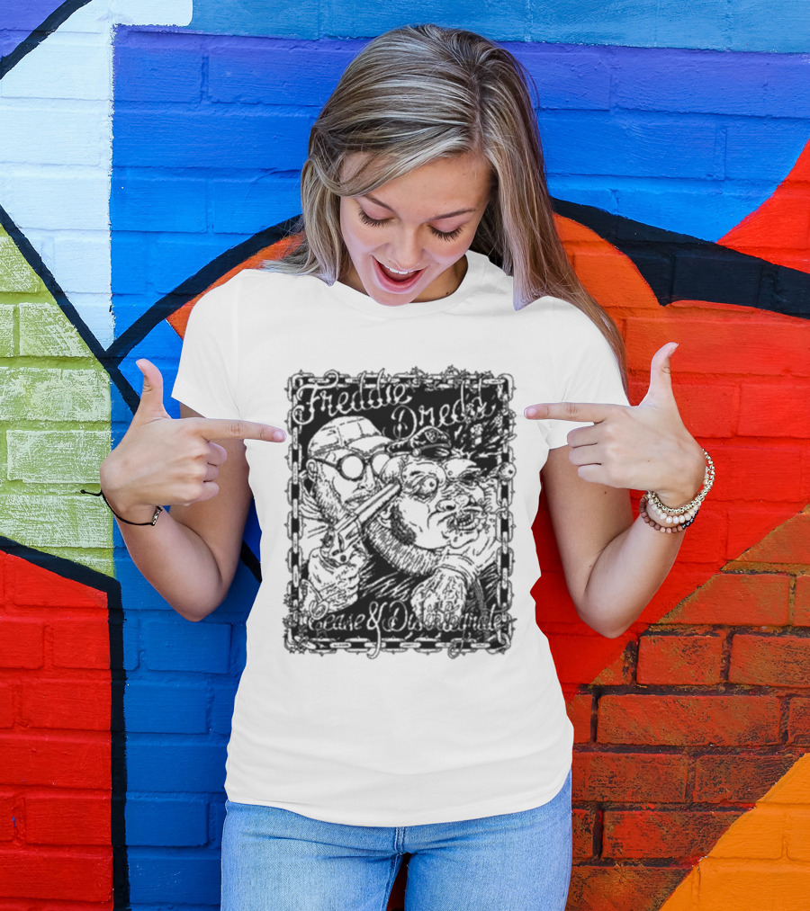Freddie Dredd Cease And Disintegrate Chain Border Gun T-Shirt