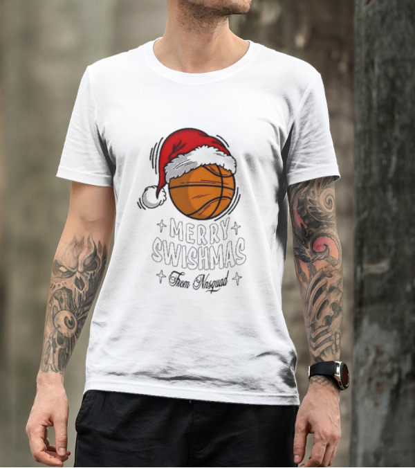 Merry Swishmas From Nnsquad Basketball Santa Hat T-Shirt