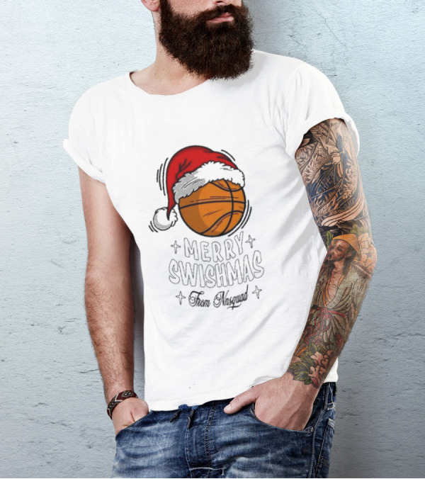 Merry Swishmas From Nnsquad Basketball Santa Hat T-Shirt