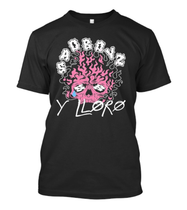 SAD BOYZ Y LLORO Flaming Pink Skull With Tears T-Shirt