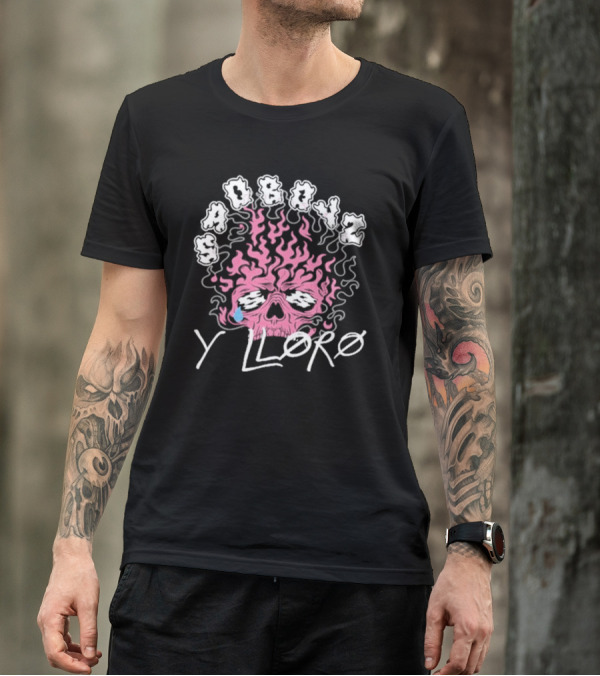 SAD BOYZ Y LLORO Flaming Pink Skull With Tears T-Shirt